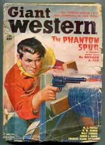 GIANT WESTERN 06/1950-THRILLING-PULP FICTION-GUNFIGHT-BARBED WIRE-TUTTLE-fr/good