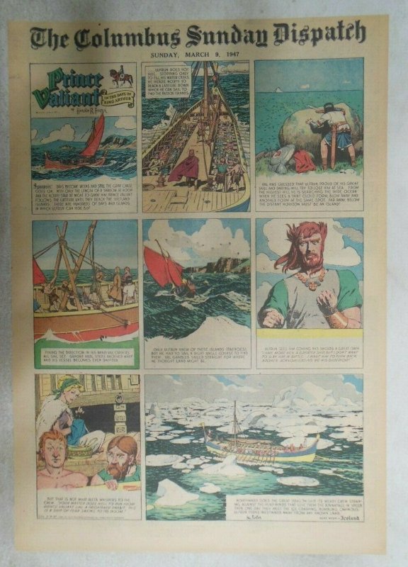 Prince Valiant Sunday Page by Hal Foster from 3/9/1947 Tabloid Page Size !  