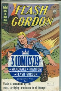 King Comics 3 Pack #1 1966-Flash Gordon #5-Phantom #22-Mandrake #5-VF 