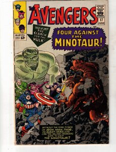 The Avengers #17 (1965) VG+ Affordable-Grade 1st Minotaur! Incredible Hulk Cover