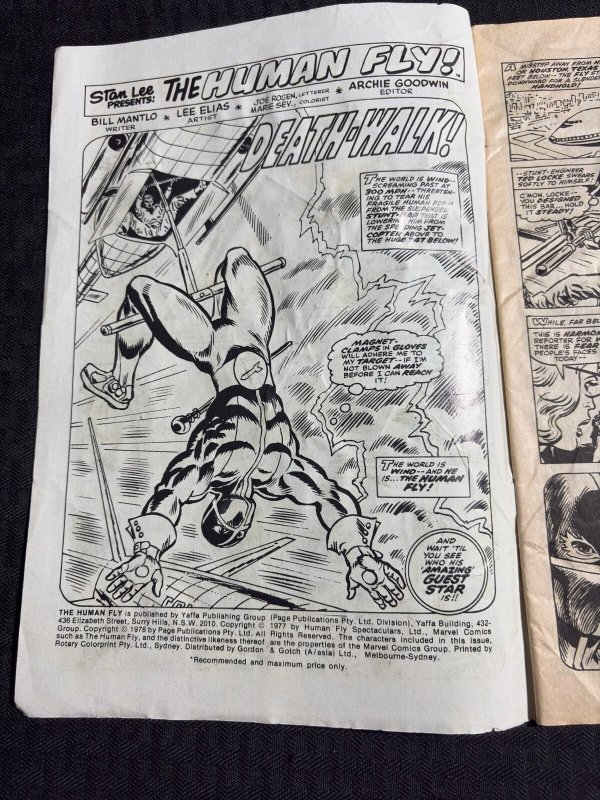 1978 THE HUMAN FLY Yaffa Marvel Australian Comic #1 GD+ 2.5 Lee Elias