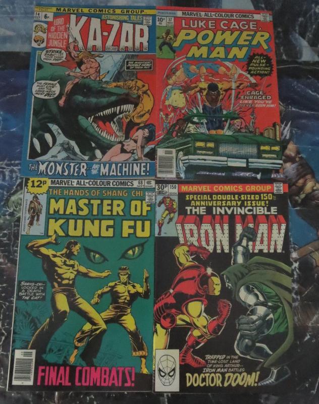 British Marvel high grade Collection! 4 books VF! Iron Man 150, Kazar, Shang Chi