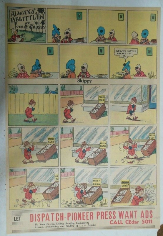 Skippy Sunday Page by Percy Crosby from 6/25/1938 Size: 15 x 22 inches Full Page