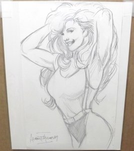 ADAM HUGHES Original Comic Book Sketch Art Drawing She-Hulk Signed and Dated 