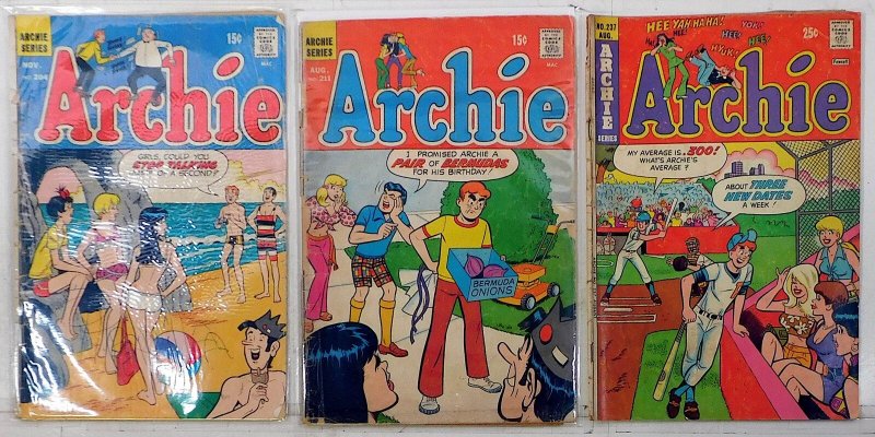 Archie Lot of 3 #204, 211, 237 (1970) Archie Comics Betty Veronica 1st Print