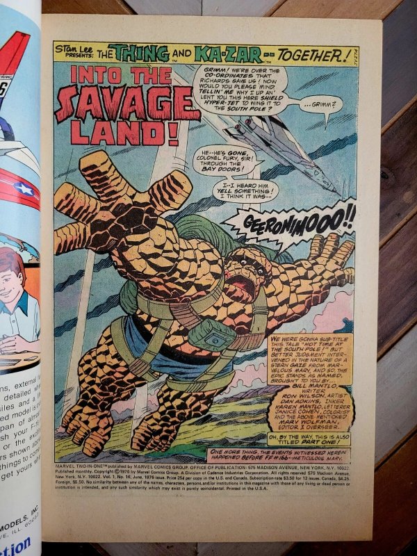 Marvel Two-in-One #16 FN+ (1976) Feat. Ka-Zar Into The Savage Land Bill Mantlo