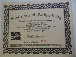 The Amazing Spider-Man #1 Sketch Cover (1999) W/ CoA! VF Condition