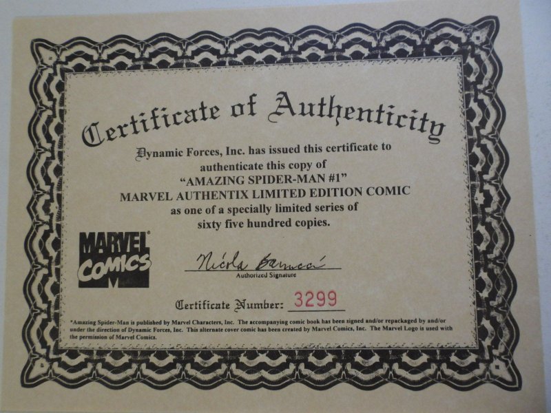 The Amazing Spider-Man #1 Sketch Cover (1999) W/ CoA! VF Condition