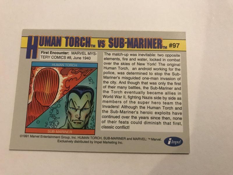 HUMAN TORCH VS. SUB-MARINER #93 : Marvel Universe Series 2 card, 1991, Impel