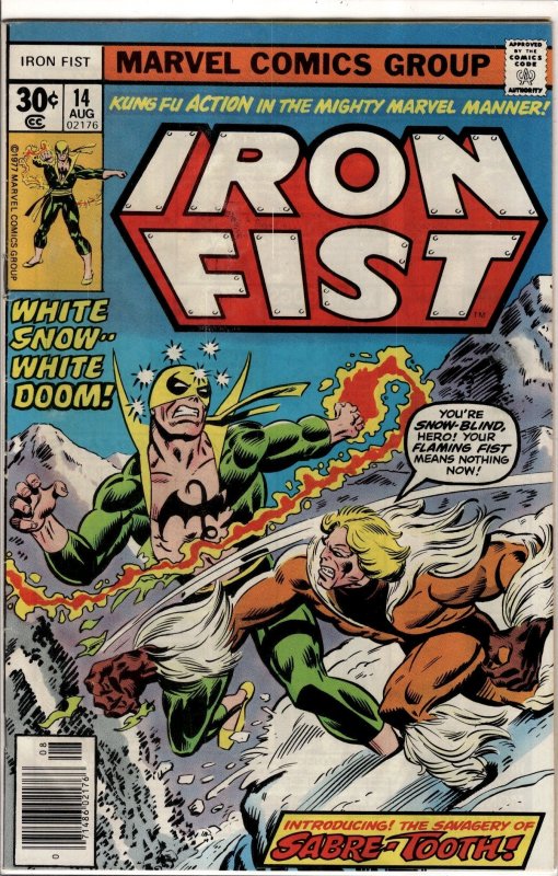 Iron Fist #14 (1977) First Sabretooth! Staples and CF attached!