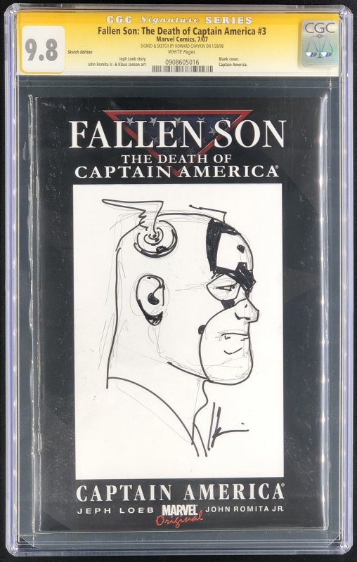 Fallen Son: The Death of Captain America #3 CGC Signature Series 9.8 Sketch