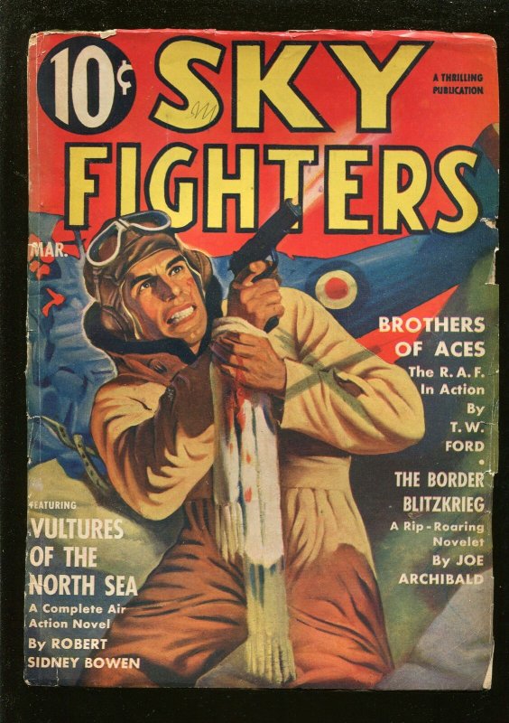 SKY FIGHTERS 3/1941-AIR WAR PULP-THRILLS-PISTOL-WWII -good