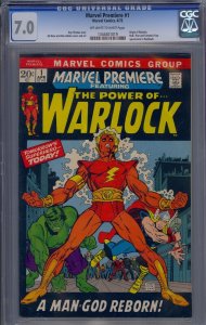 MARVEL PREMIERE #1 CGC 7.0 ORIGIN WARLOCK HULK THOR FANTASTIC FOUR GIL KANE