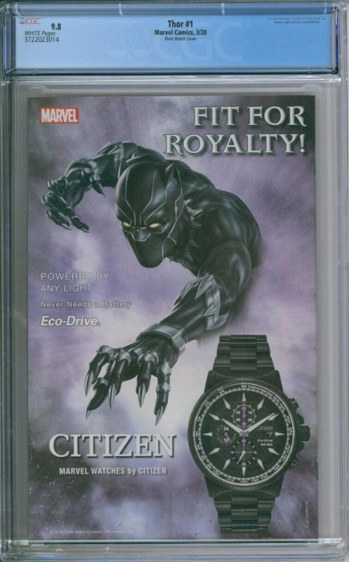 Marvel Comics Thor #1 CGC 9.8 Klein Sketch Cover