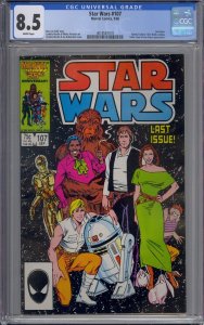 STAR WARS #107 CGC 8.5 LAST ISSUE WHITE PAGES  