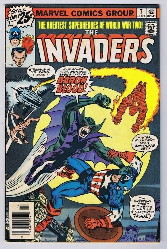 Invaders #7 1st Baron Blood and Union Jack!  Comic Books - Bronze Age,  Marvel, Human Torch / HipComic