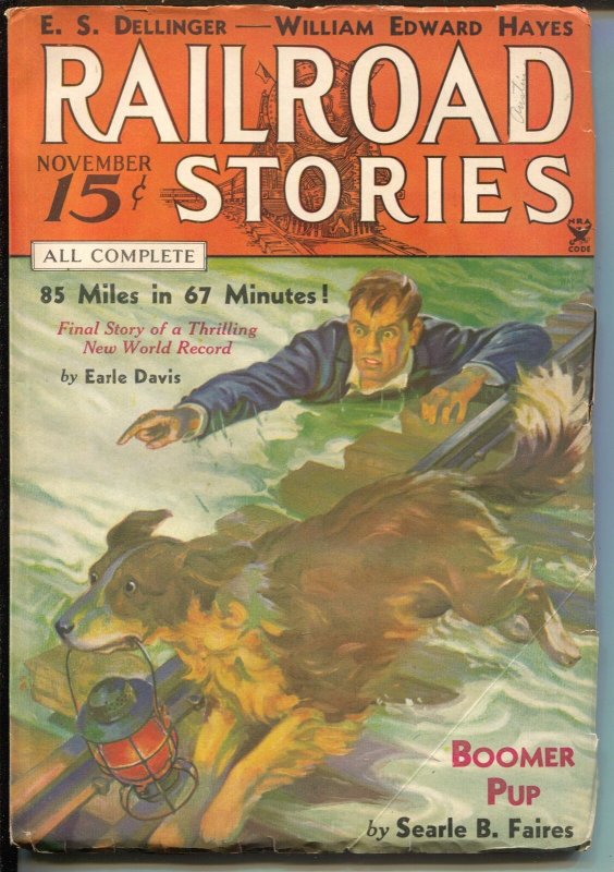 Railroad Stories 11/1934-Munsey-rescue dog-pulp adventure & thrills-FN