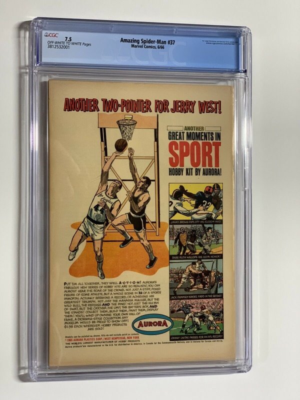 Amazing Spider-man 37 cgc 7.5 ow/w pages marvel 1966
