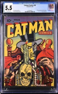 CATMAN COMICS #28 CGC 5.5 CLASSIC SKULL COVER