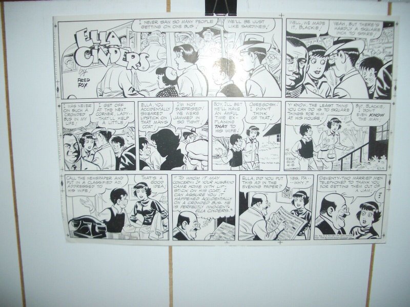 ELLA CINDERS COMIC PRODUCTION ART APR-8 1956 FRED FOX VG