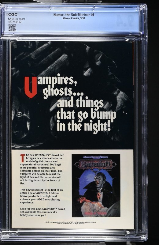 Namor, the Sub-Mariner #6 (9/90) Graded CGC 9.4