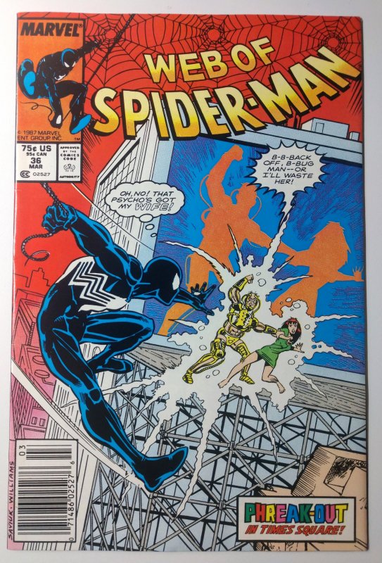 Web of Spider-Man #36 (8.0, 1988) NEWSSTAND, 1st App of Tombstone