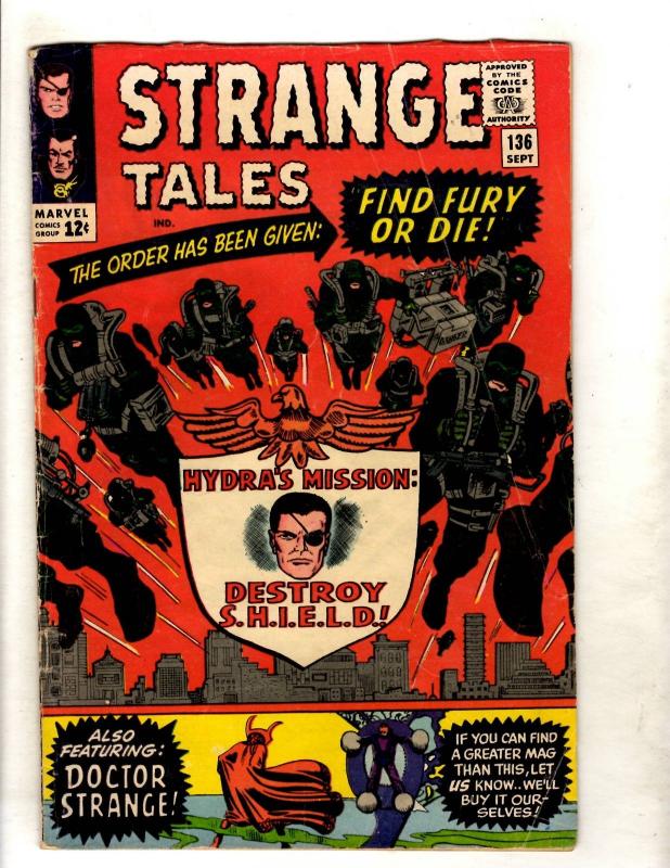Strange Tales # 136 FN- Marvel Comic Book Dr Strange Nick Fury Shield Agent JF11