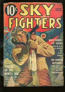 SKY FIGHTERS 3/1941-AIR WAR PULP-THRILLS-PISTOL-WWII -RAF PILOT-good