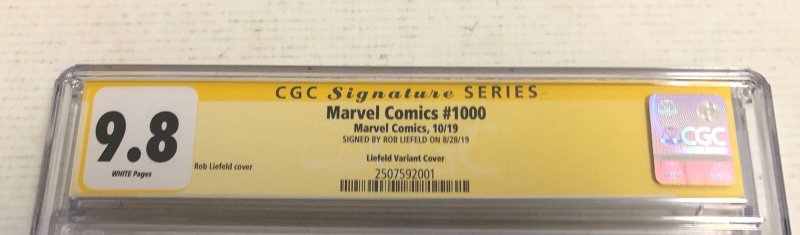 Marvel Comics (2019) # 1000 (CGC 9.8 SS) Signed By Rob Liefeld