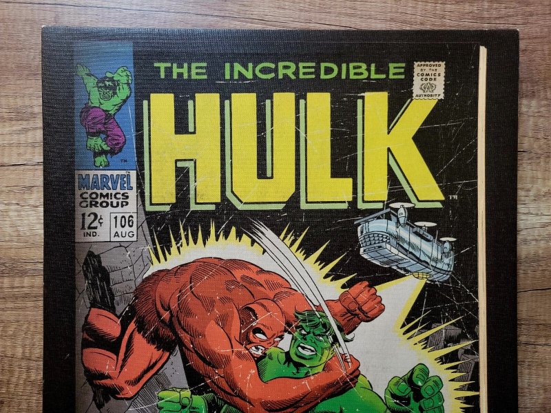 HULK Nº. 106 Marie Severin Art! 18x14 Marvel Comic Canvas Art (Built-In Frame)