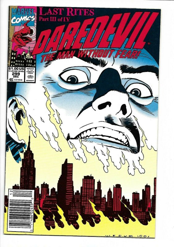 Daredevil #299 Marvel 1991 VF+ 8.5 Lee Weeks King Pin cover. Newsstand.