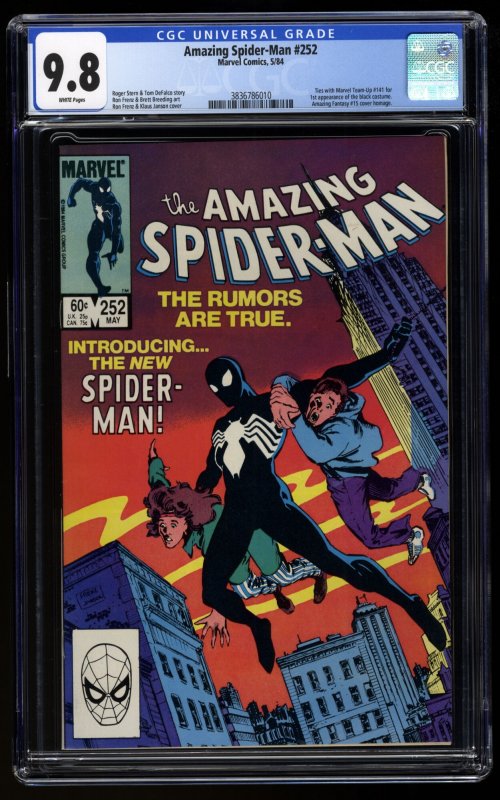 Amazing Spider-Man #252 CGC NM/M 9.8 White Pages 1st Black Costume!