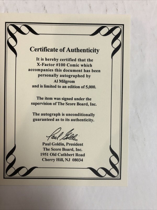 X-Factor (1994)  # 100 (NM) Signed by Al Milgrom  638/5000