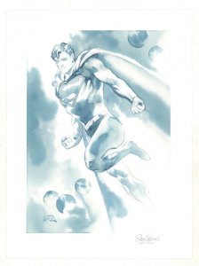 Superman Watercolor Commission - Signed painted art by Ray Lago