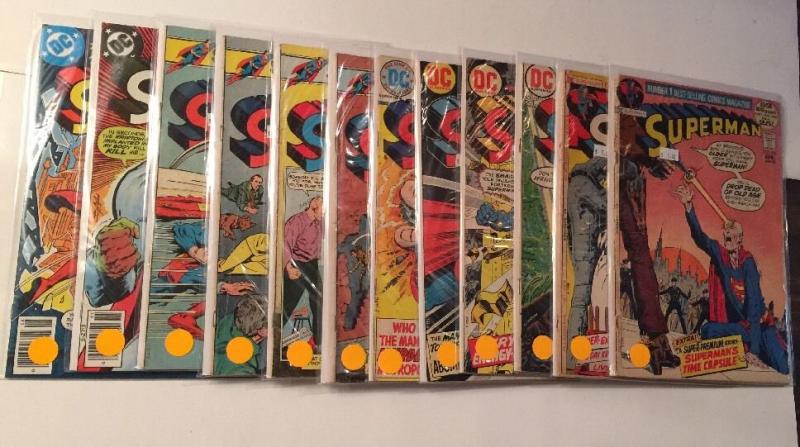 Superman 12 Gd-fn Lot Run Set 250 251 257 258 266 271 291 292 293 295 317 338