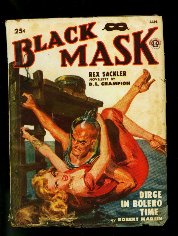 Black Mask Pulp Jan 1950- Norman Saunders cover- DL Champion- VG-