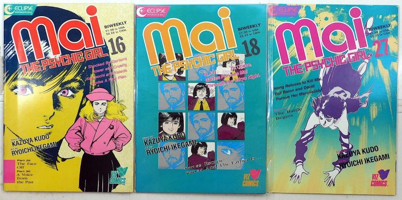Mai, The Psychic Girl Lot of 3 #16, 18, 27 (1988) Eclipse Comics 1st Print