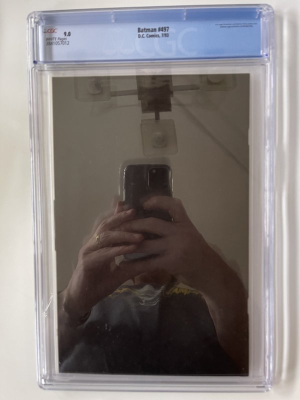 BATMAN #497 CGC 9.0 WHITE PAGES // BANE BREAKS BATMAN'S BACK 1993