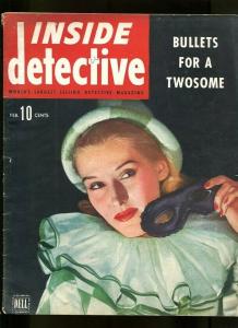 INSIDE DETECTIVE-02/1945-TWOSOME-THIRD DEGREE-MURDER-JEWELS-WEAKER SEX VG