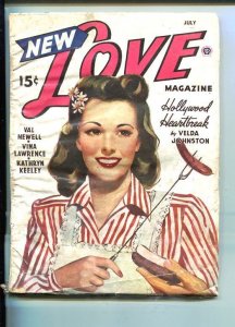 PULP:  NEW LOVE-DEC 1945-ROMANTIC PULP FICTION-PIN-UP GIRL COVER-WIENER ROAST...