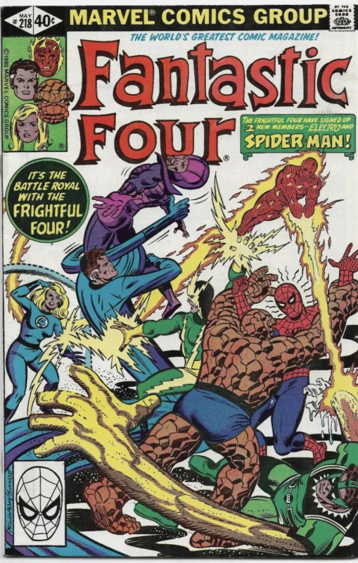 Fantastic Four #218 (1980) Spiderman App - MCU Phase Four Key!