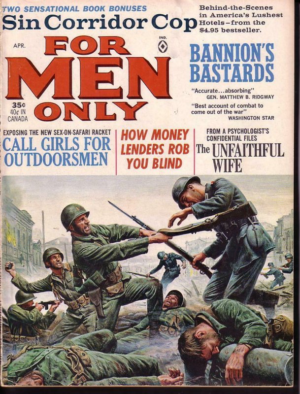 FOR MEN ONLY APR 1965 GOOD GIRL ART PULP FICTION WW II VG