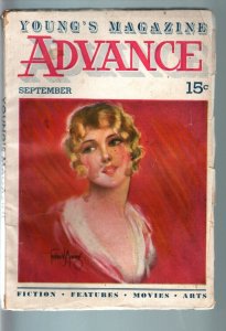 YOUNG'S MAGAZINE ADVANCE 1934 SEP-GORGEOUS CVR-PULP VG