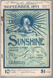 Sunshine 9/1895-Pasadena-Southern California-pix-info-art-pulp format-G