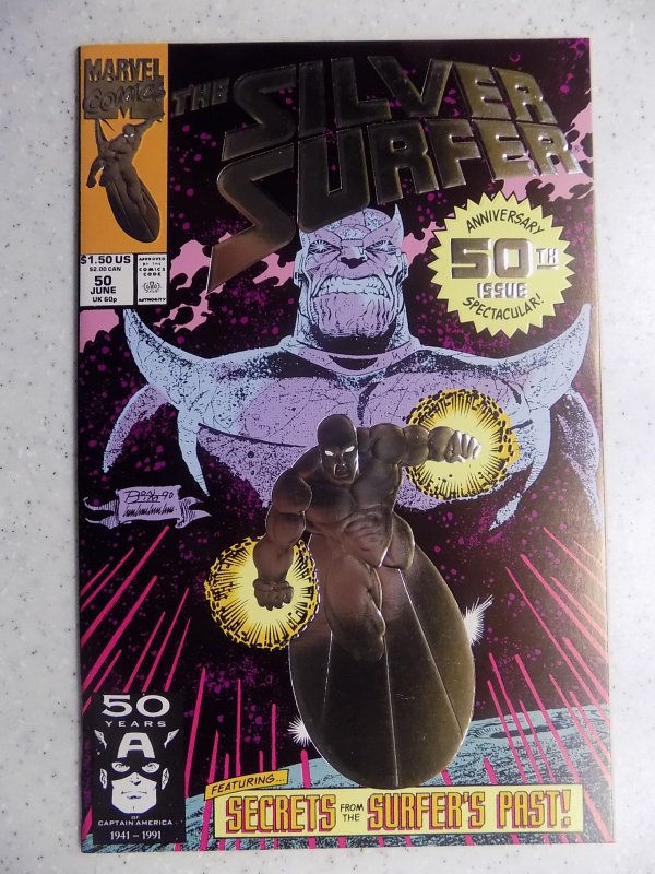 SILVER SURFUR # 50 MARVEL EMBOSSED COVER THANOS CLASSIC