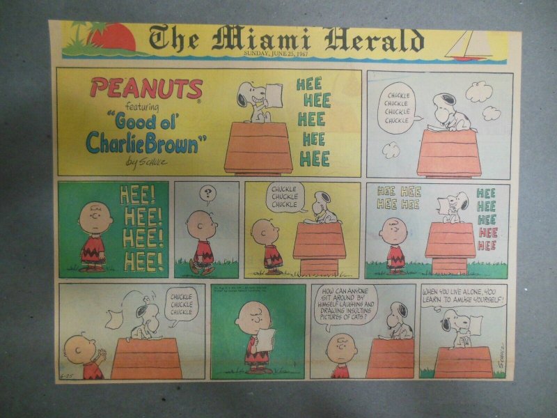 Peanuts Sunday Page by Charles Schulz from 6/25/1967 Size: ~11 x 15 inches