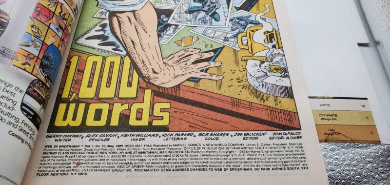 Web Of Spider-Man #50 (1989) Marvel White Pages NM/MT