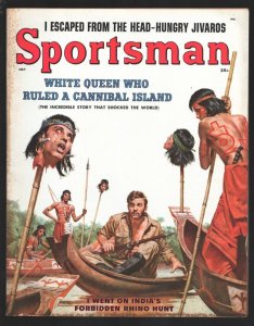 Sportsman 7/1958-Decapitation cover-Headhunters-Bondage art by Rafael de Soto...