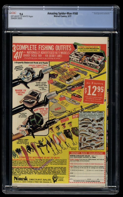 Amazing Spider-Man #168 CGC NM+ 9.6 Off White to White