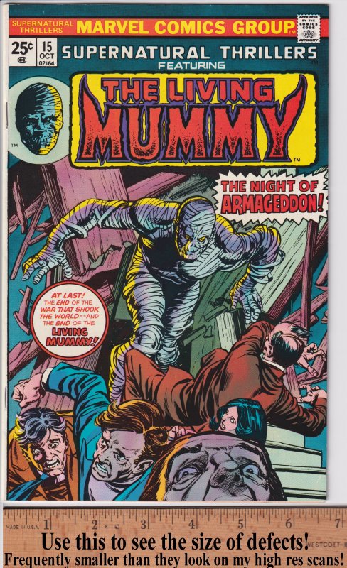 SUPERNATURAL THRILLERS #15 (Oct 1975) VFNM 9.0 Living Mummy!